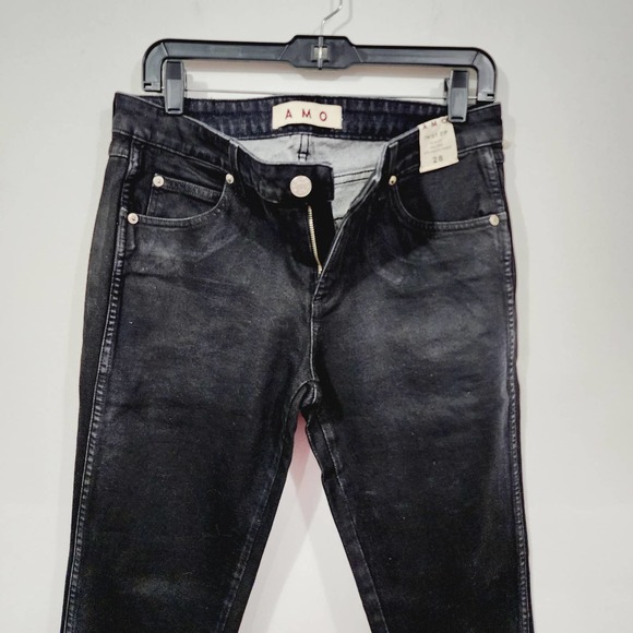 AMO Twist Zip Slim Fit Mid-Rise Ankle Jeans NEW Size 28 in Jett Wash - Picture 9 of 14